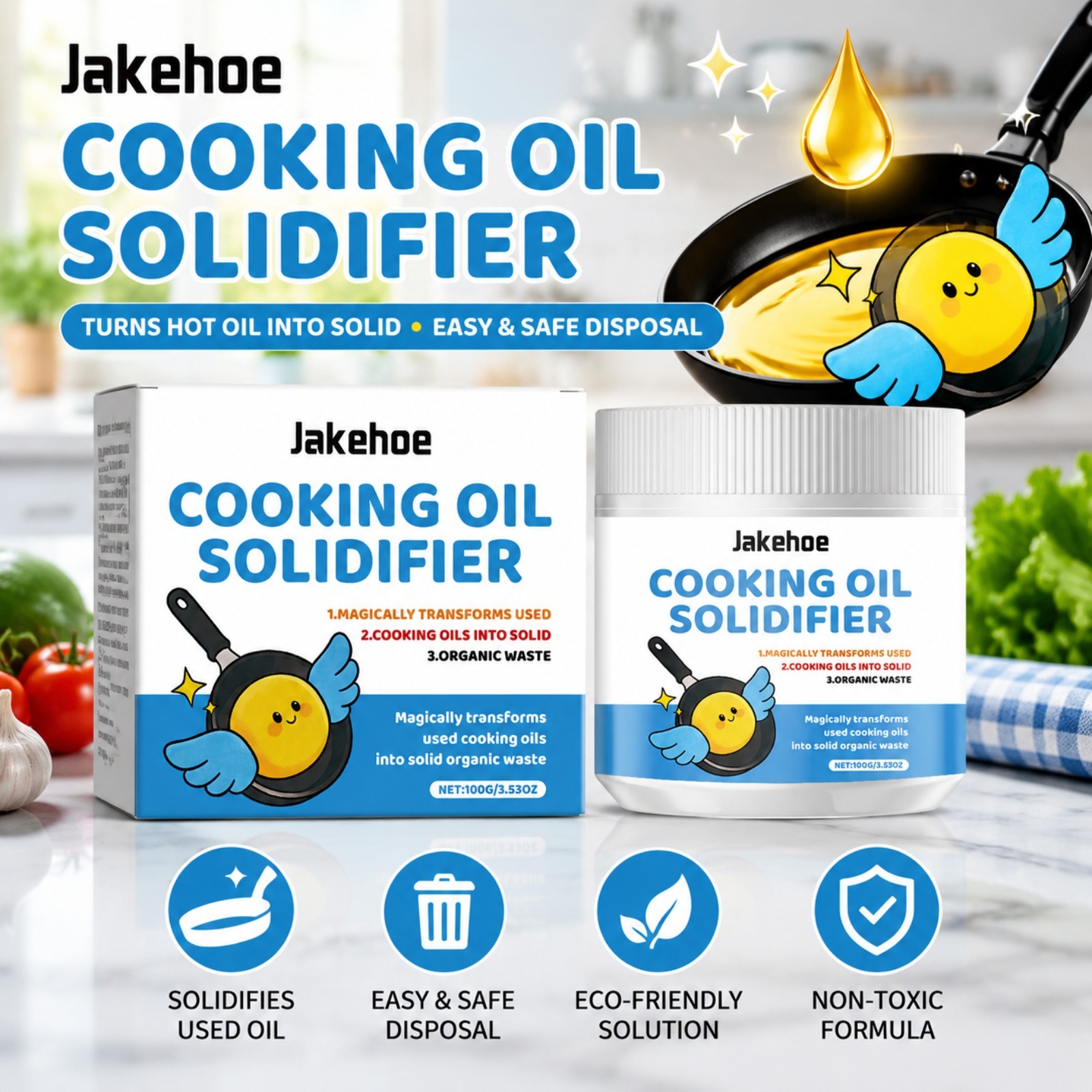 Home Cooking Oil Disposal - 食用油固形化粉末は、排水管の詰まりを防ぎ、使用済みのフライヤーオイルを固形化し、家庭やレストランでのエコクリーニングに最適です。