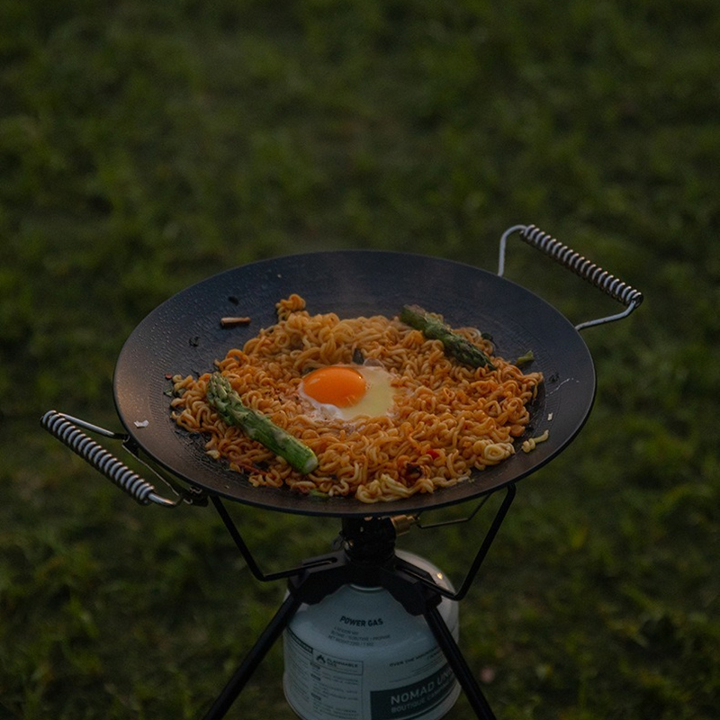 Crepe Pan Nonstick - CAMPINGMOON GRW-45F 大型3層スチール製ノンスティックグリドルパン、斑点模様仕上げ、折りたたみ式ハンドル、キッチン調理用およびBBQパン