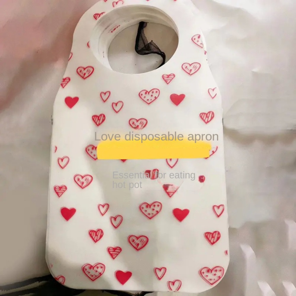Home Cooking Oil Disposal - ハートプリントの使い捨てエプロン,耐油性よだれかけ,不織布,防汚,調理,レストラン,家庭用品,バッグ,10個