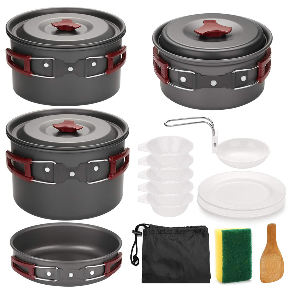 Crepe Pan Nonstick - アウトドア キャンプ調理器具キット ノンスティック キャンプパン 軽量調理セット パンとポット