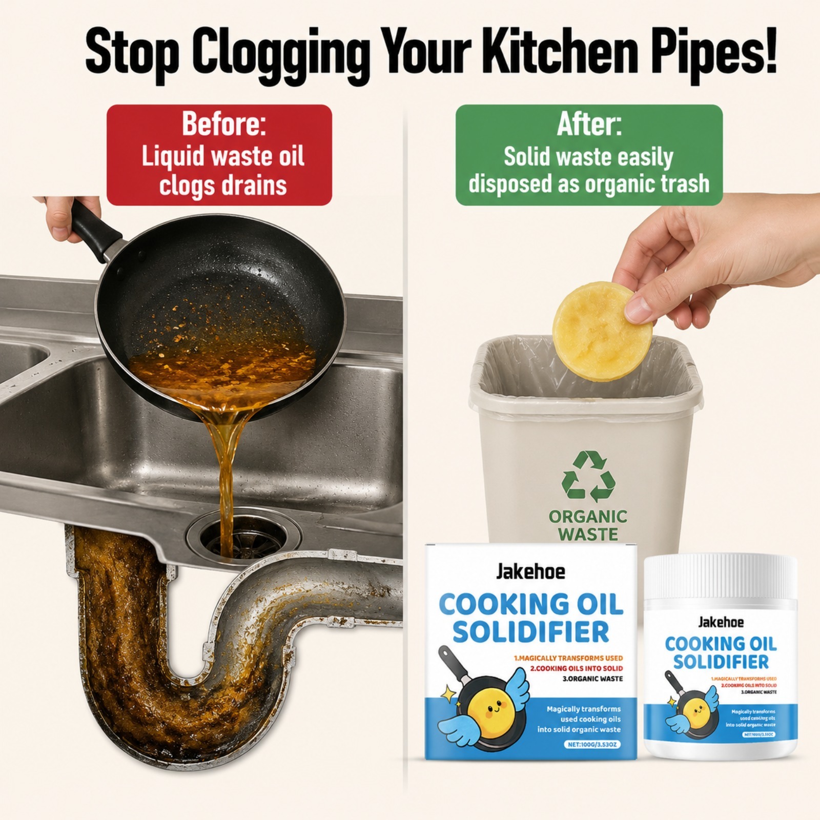 食用油固形化粉末は、排水管の詰まりを防ぎ、使用済みのフライヤ - Home Cooking Oil Disposal のレビューと価格