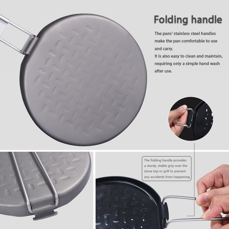 折りたたみハンドル付きの再利用可能な登山用チタン鍋屋外キャン - Crepe Pan Nonstick のレビューと価格