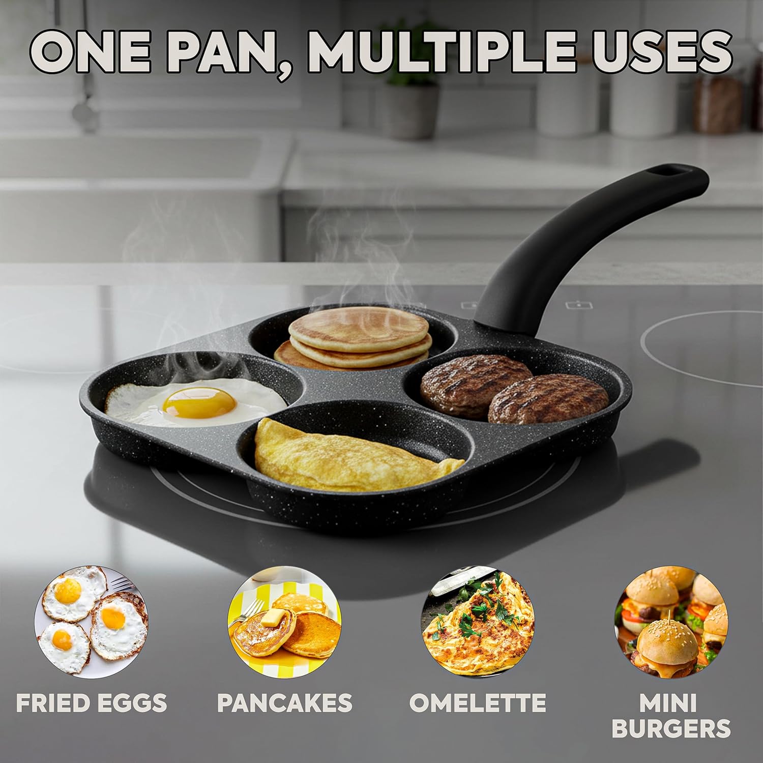 卵焼きフライパン ノンスティックパンケーキパン 4カップ調理 - Crepe Pan Nonstick のレビューと価格